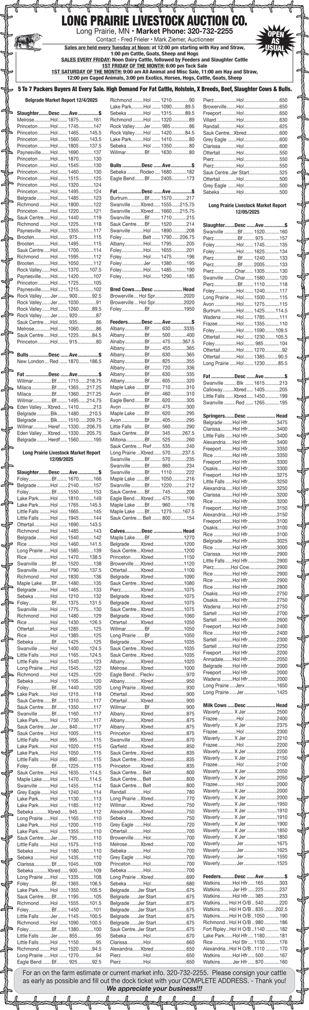 Long Prairie Livestock Auction Co.