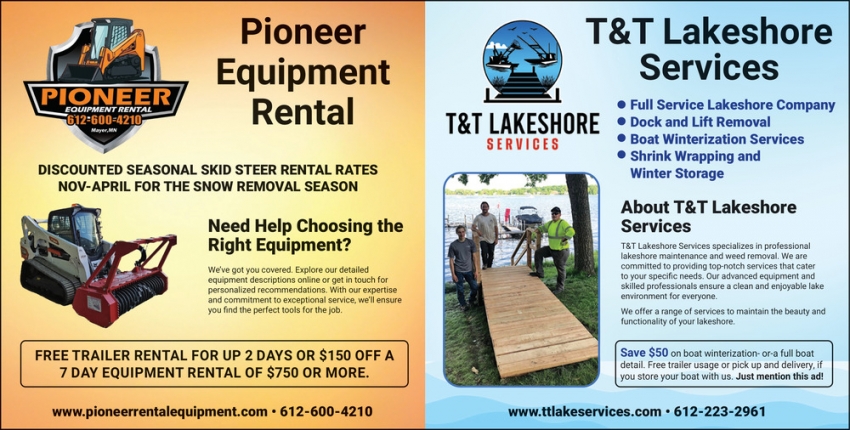 Pioneer Equipment Rental - T&T Lakeshore Services