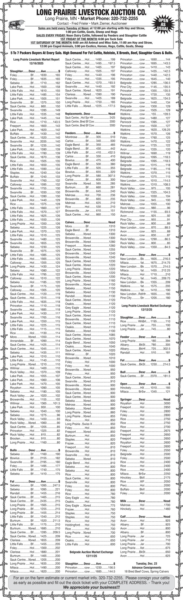 Long Prairie Livestock Auction Co