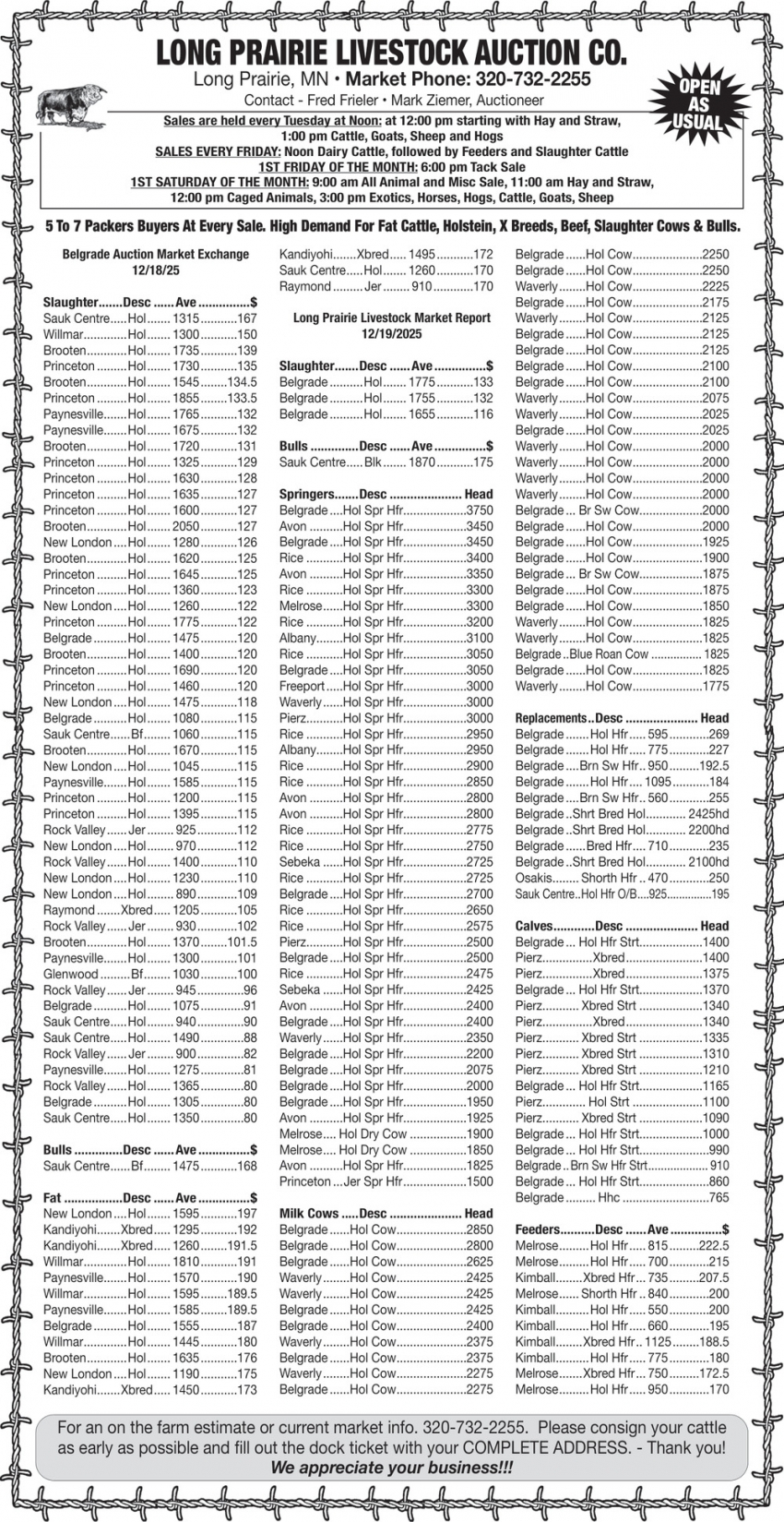 Long Prairie Livestock Auction Co.