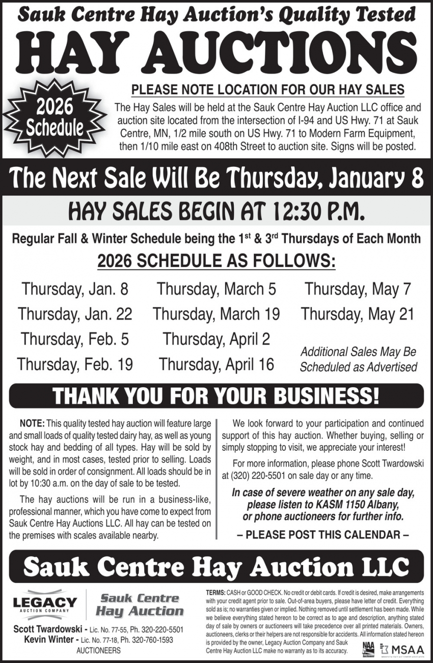 Sauk Centre Hay Auction