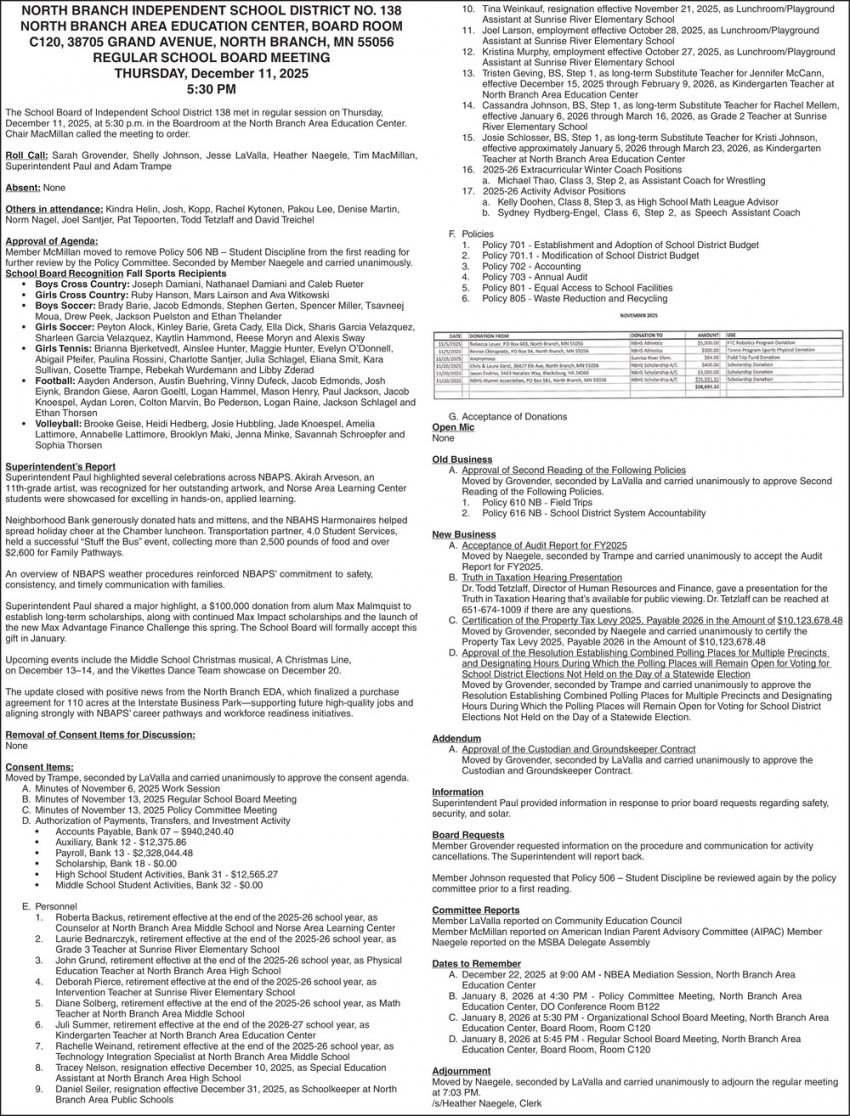 North Branch Independent School District No.138