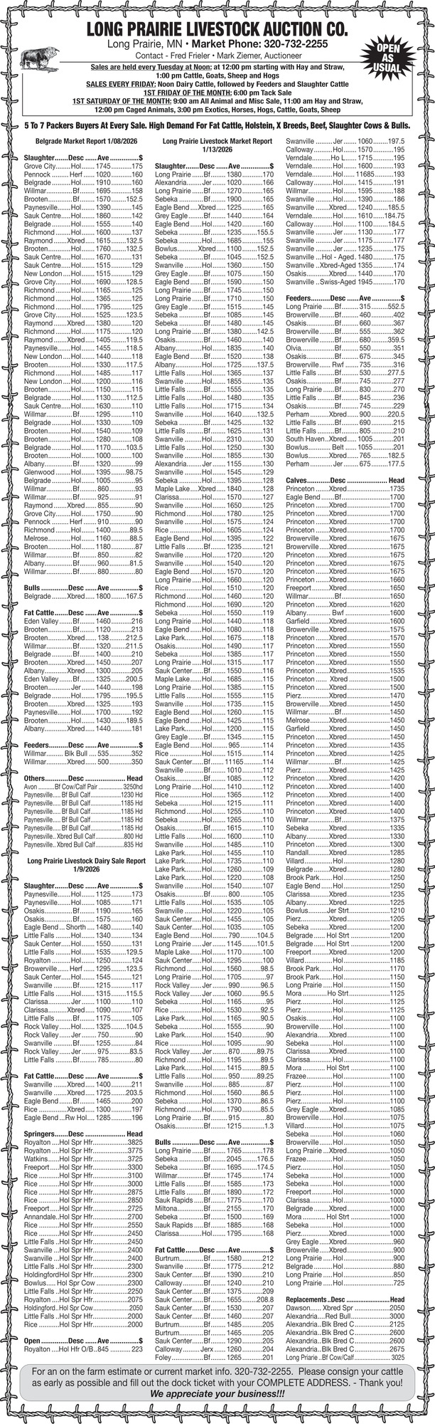 Long Prairie Livestock Auction Co.