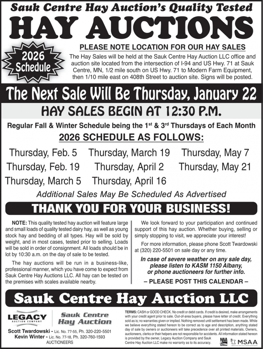 Sauk Centre Hay Auction