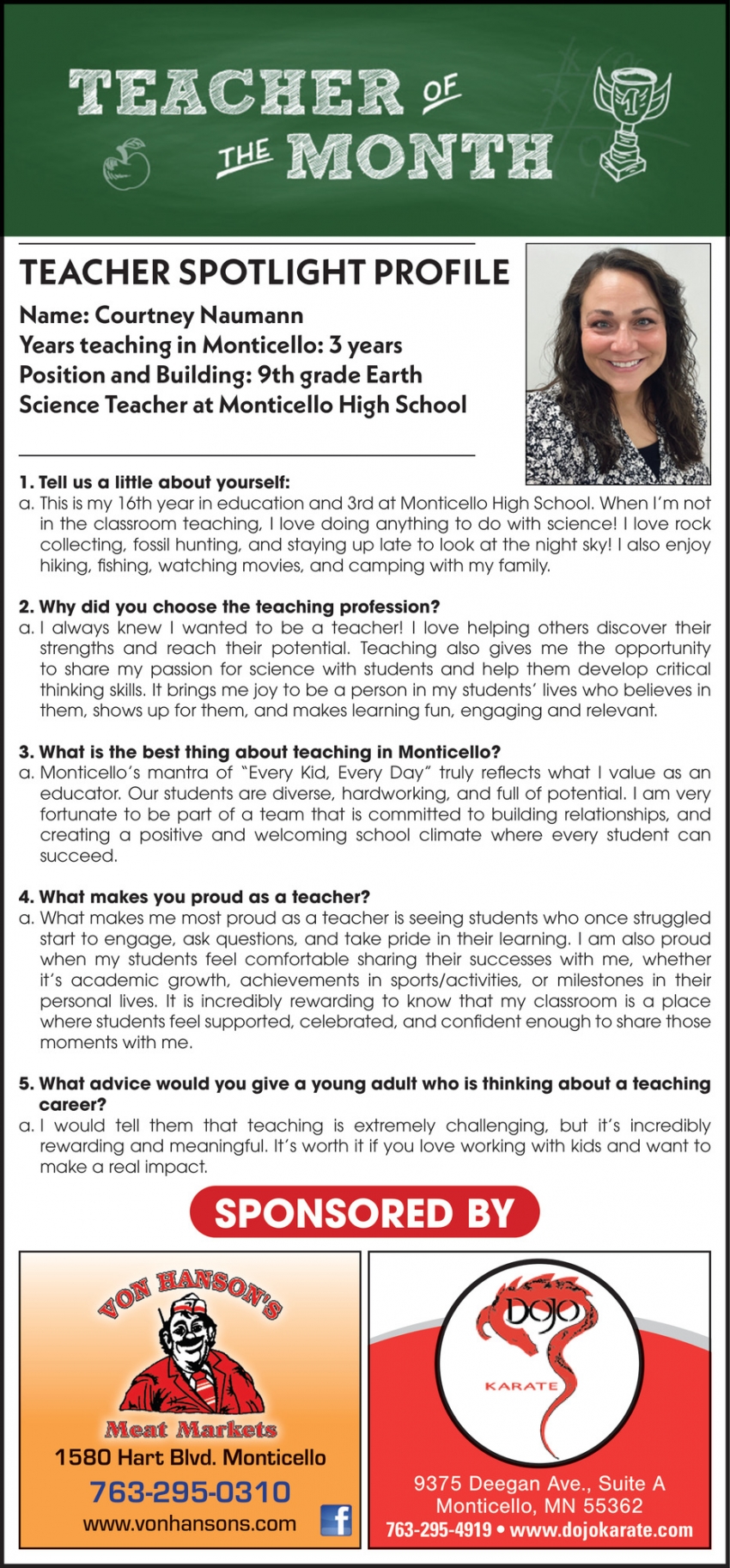 Teacher Of The Month