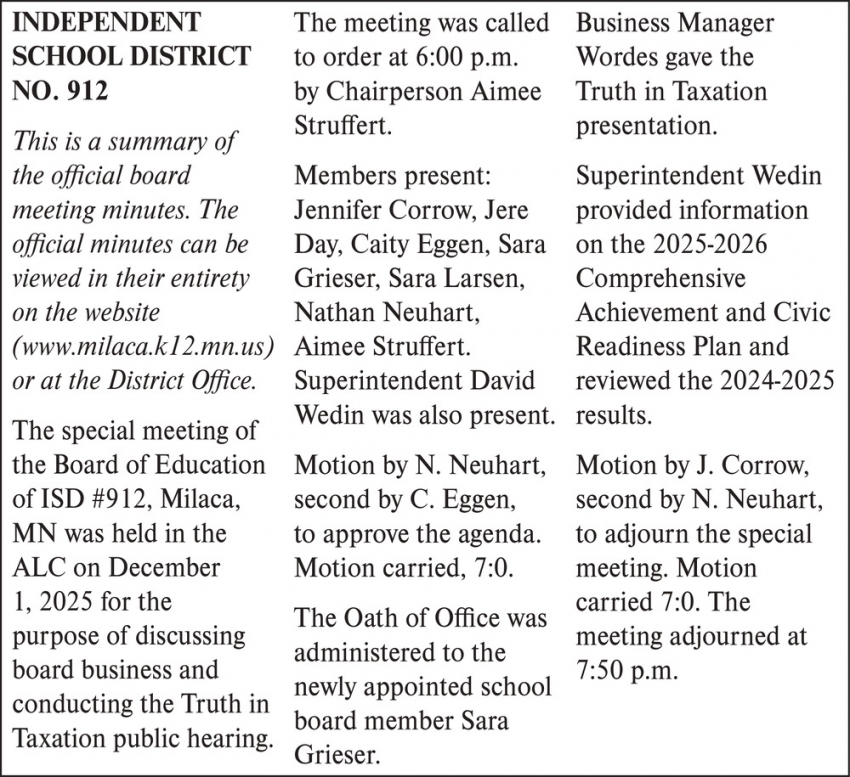 Independent School District No. 912