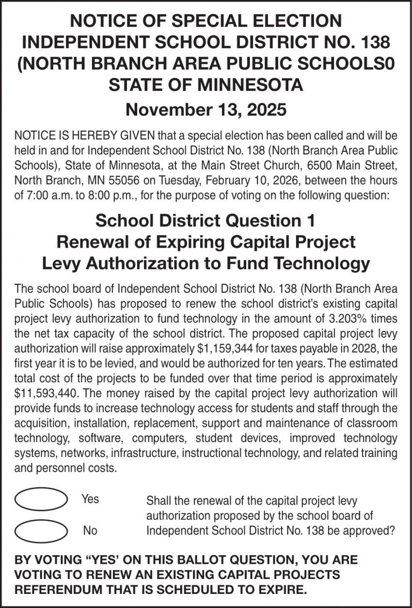 North Branch Independent School District No.138