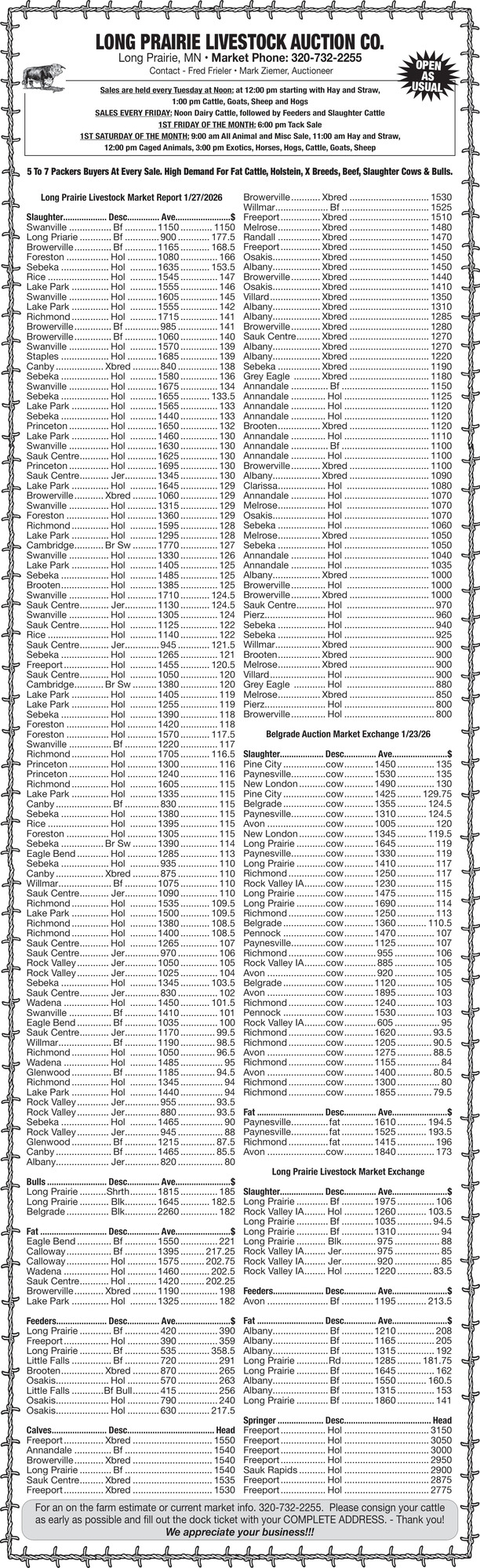 Long Prairie Livestock Auction Co.