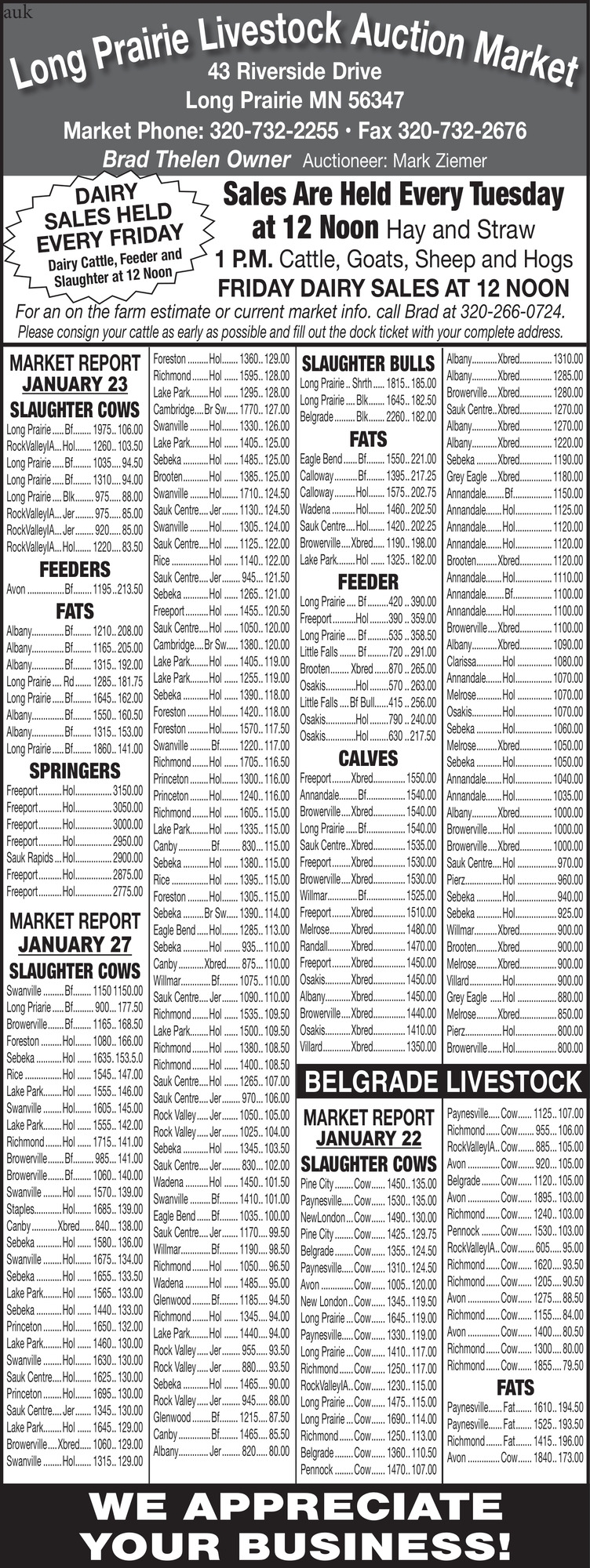 Long Prairie Livestock Auction Market 