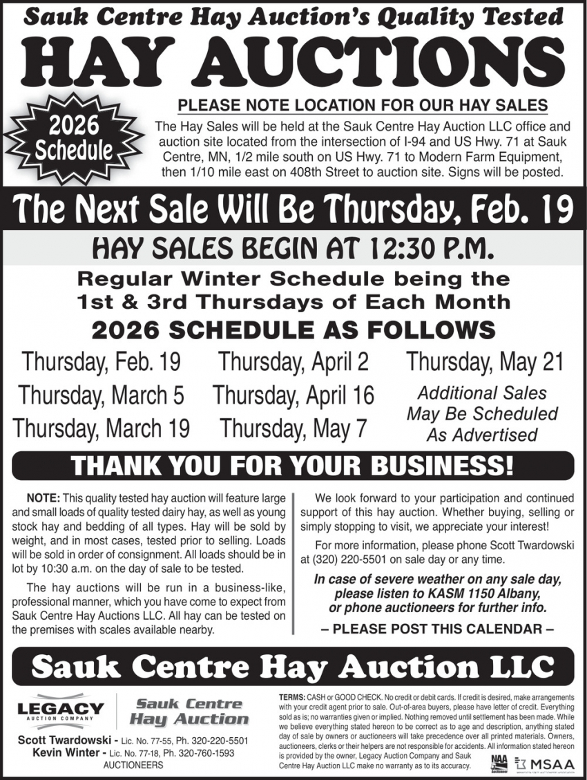 Sauk Centre Hay Auction