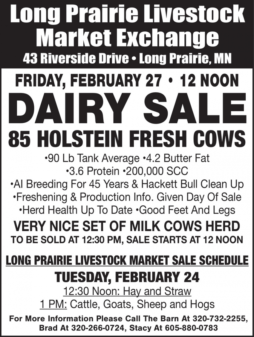 Long Prairie Livestock Auction Market Exchange