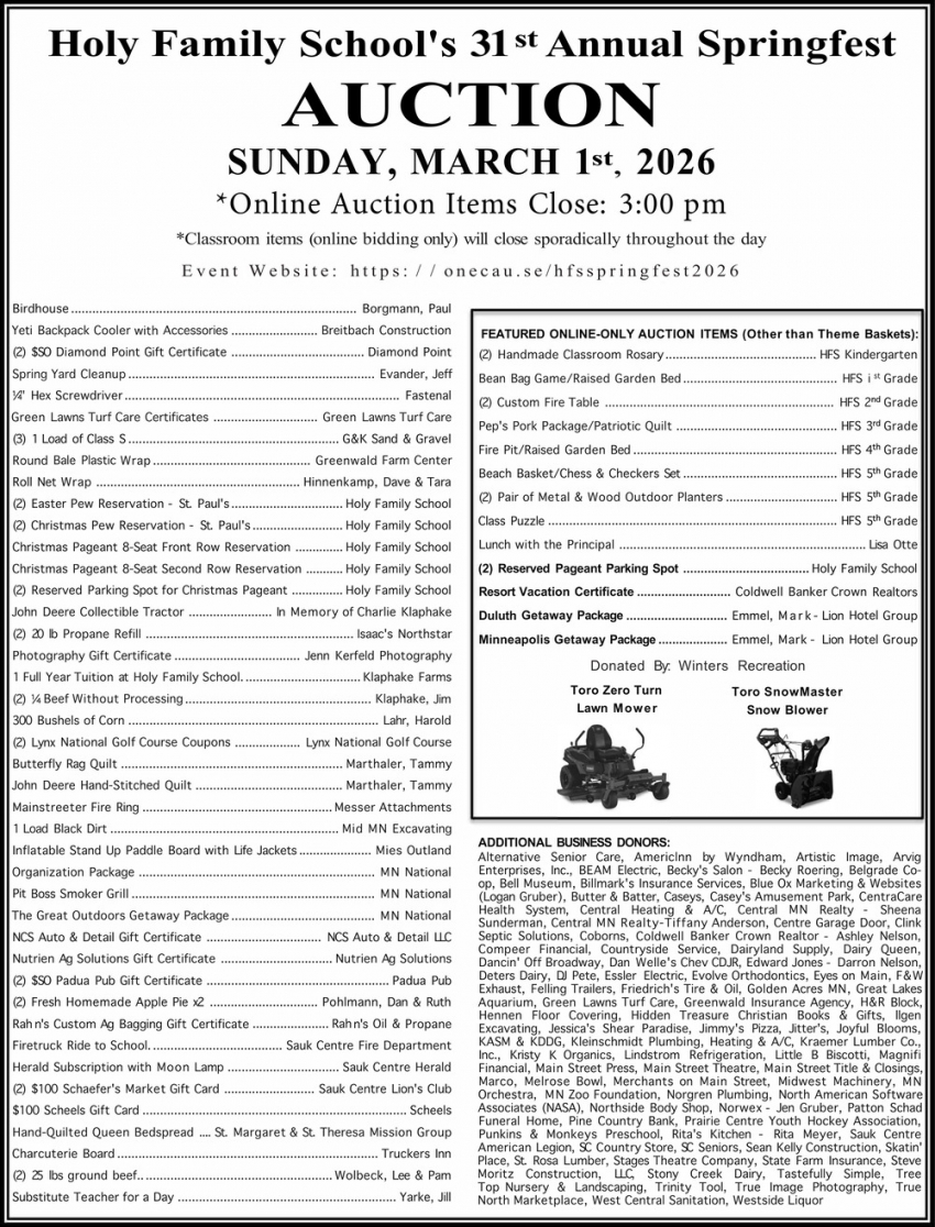 Spring Fest Committee & Holy Family School