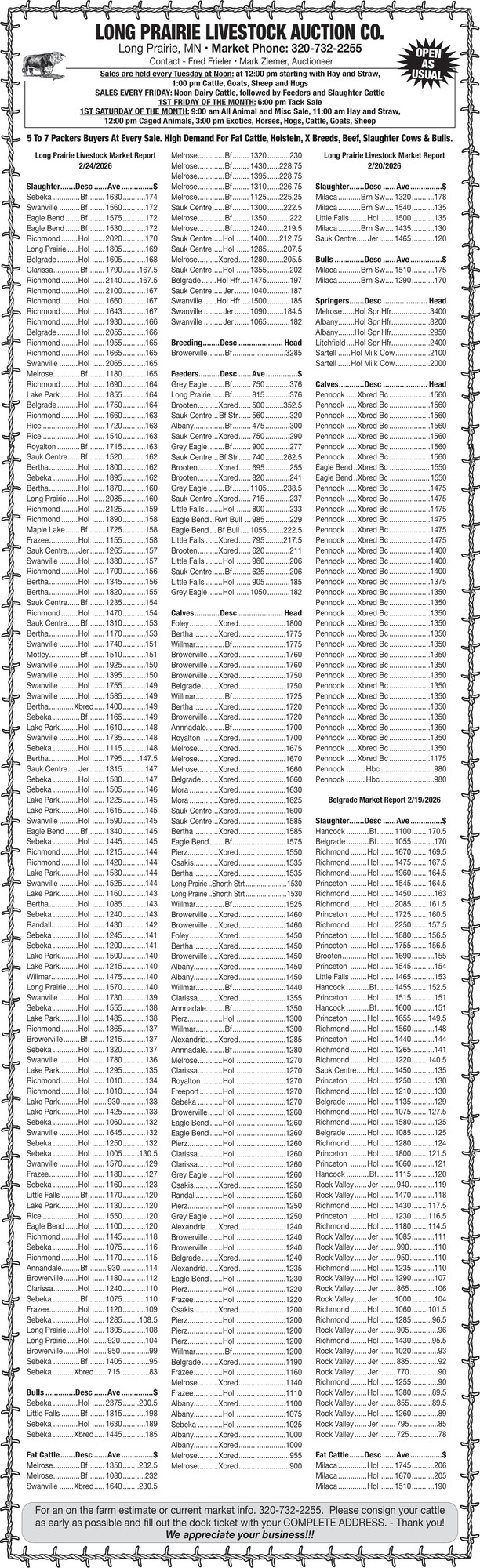 Long Prairie Livestock Auction Co.