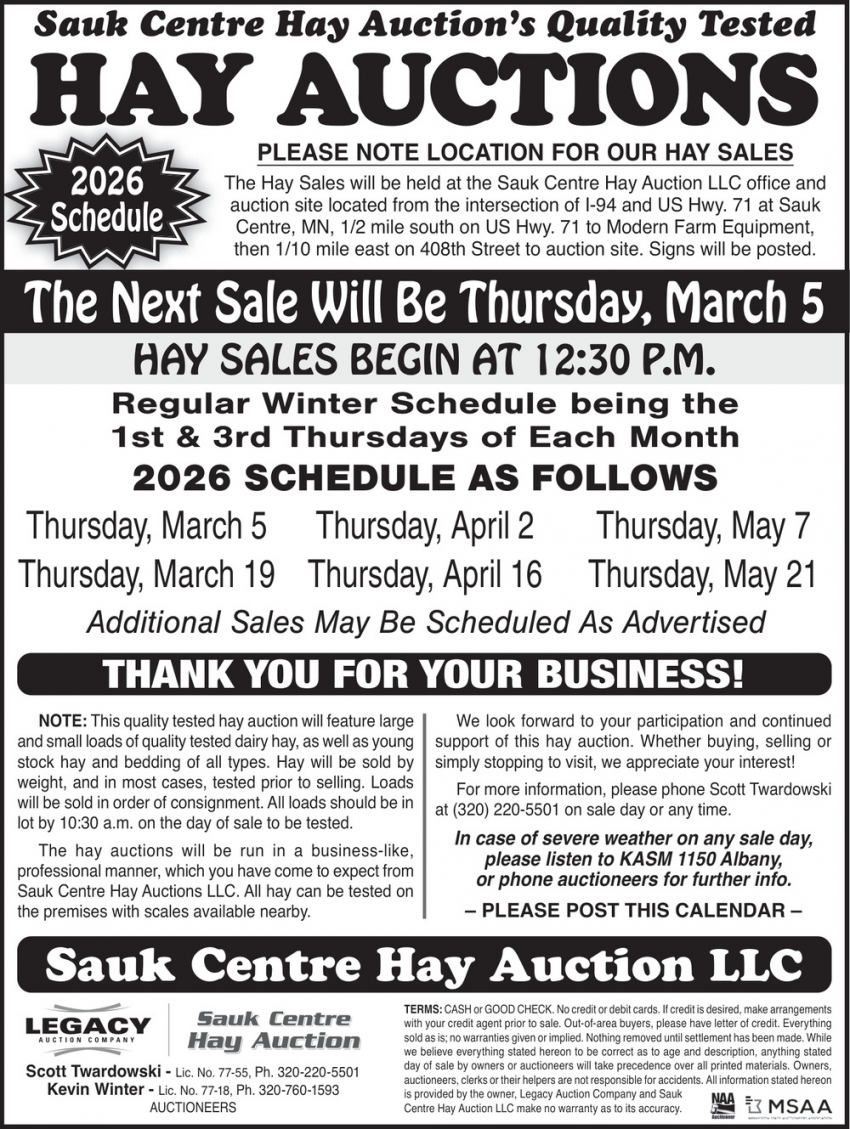 Sauk Centre Hay Auction