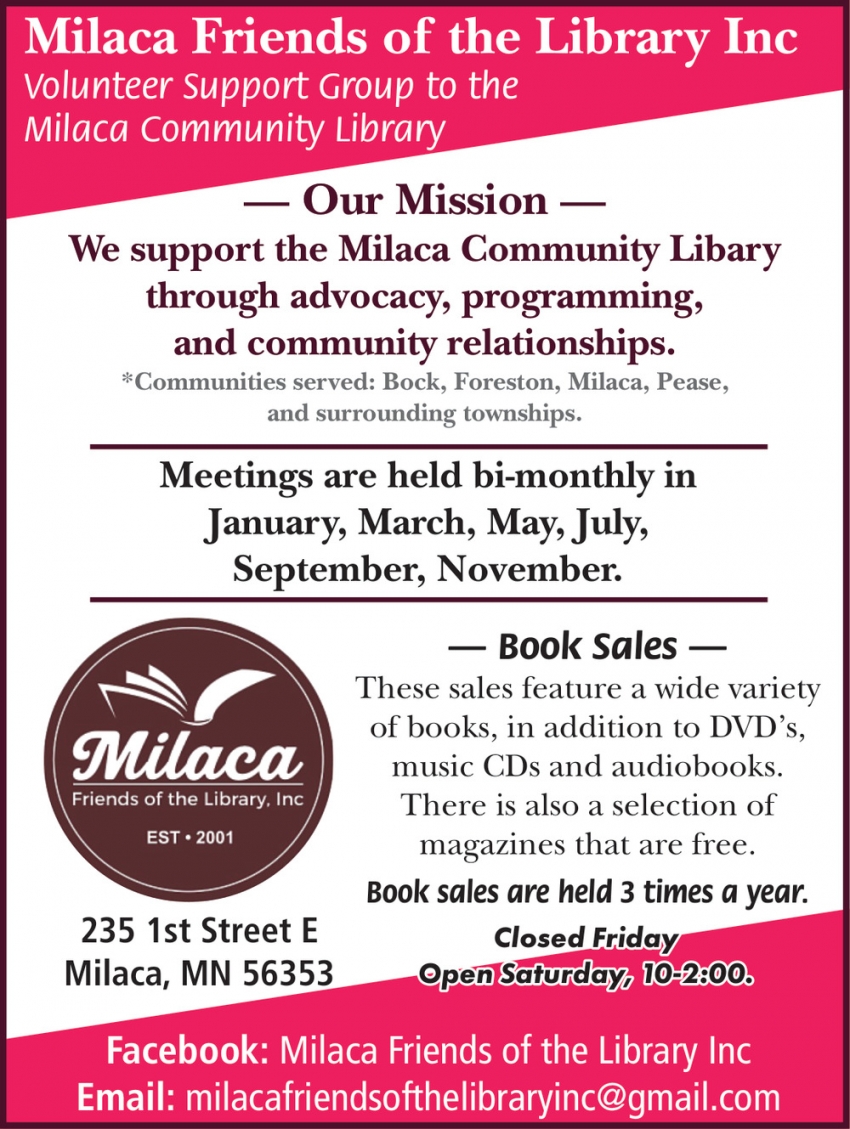 Milaca Friends Of The Library Inc
