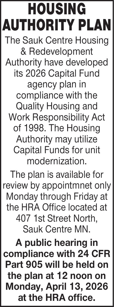 The Sauk Centre Housing & Redevelopment Authority
