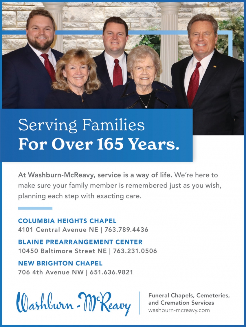 Washburn-McReavy - Columbia Heights Chapel, Blaine Prearrangement Centar & New Brighton Chapel