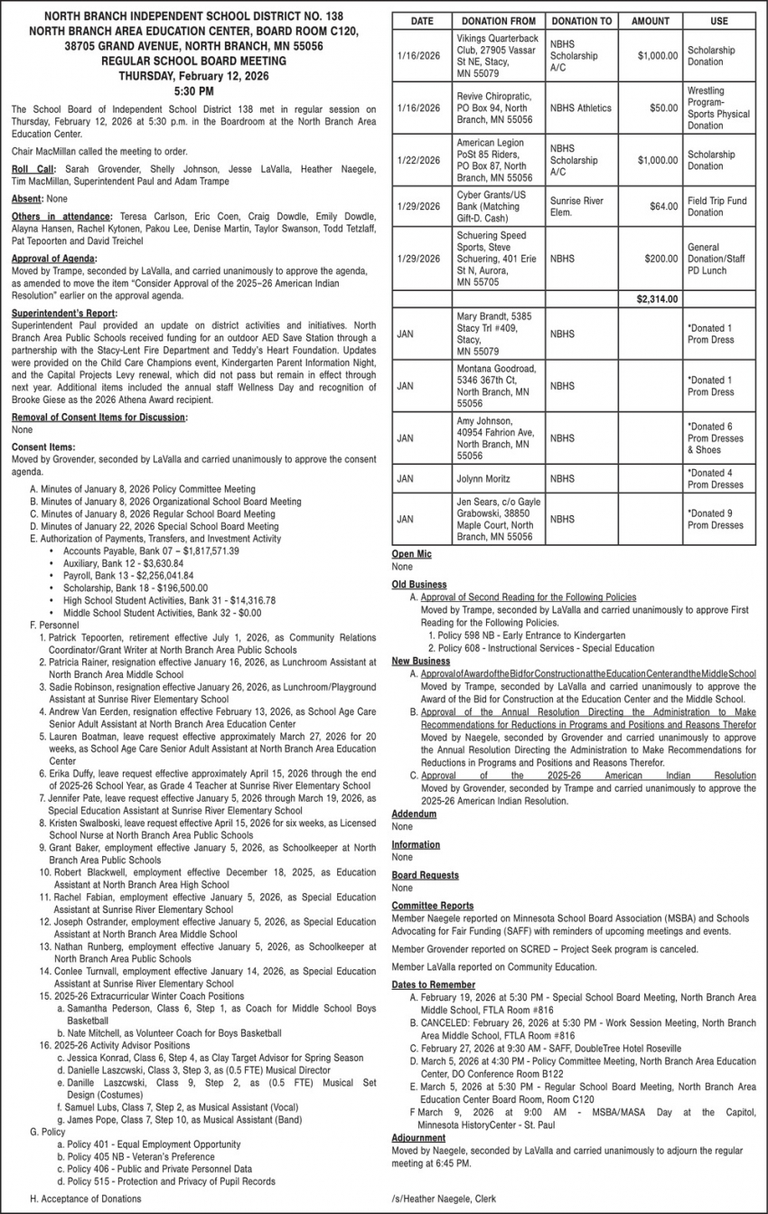 North Branch Area Public Schools