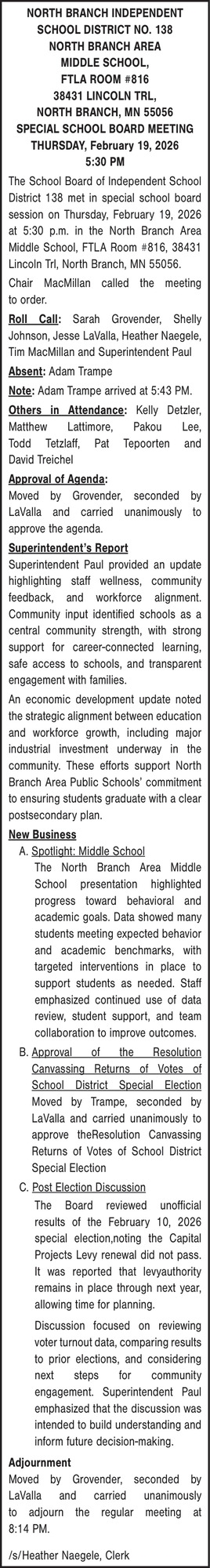 North Branch Area Public Schools