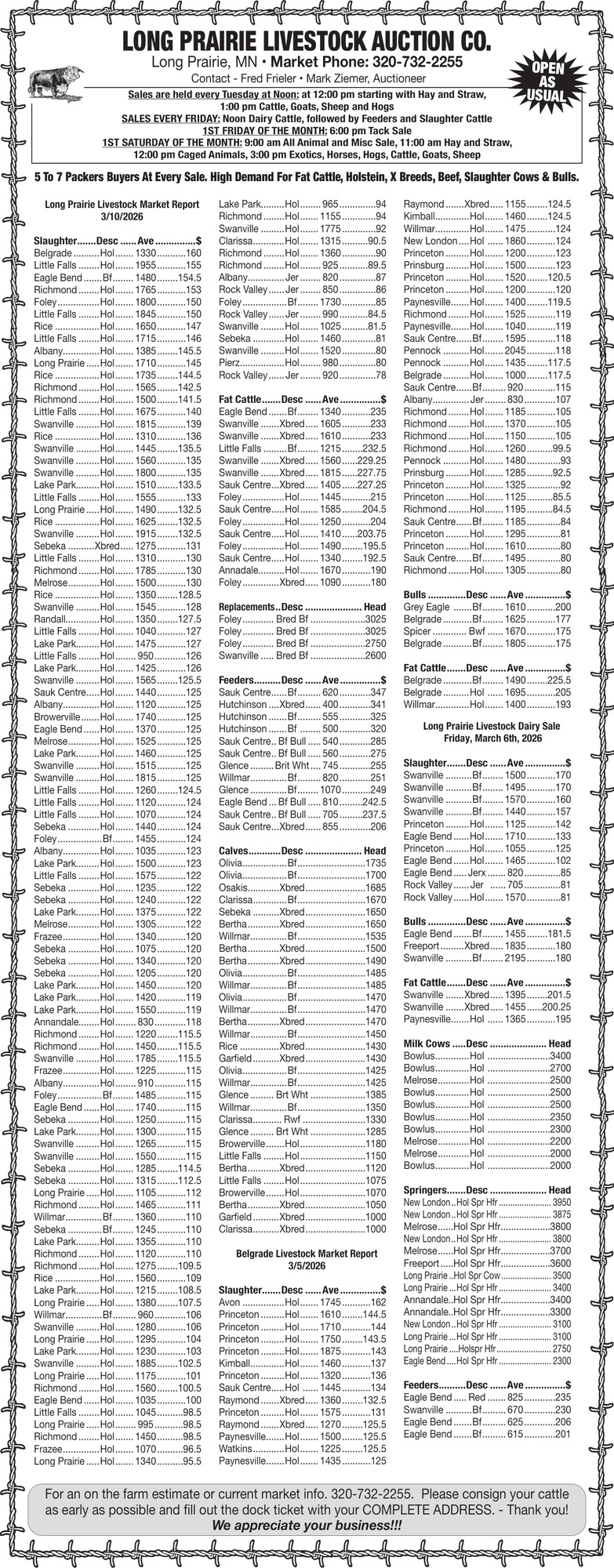 Long Prairie Livestock Auction Co.