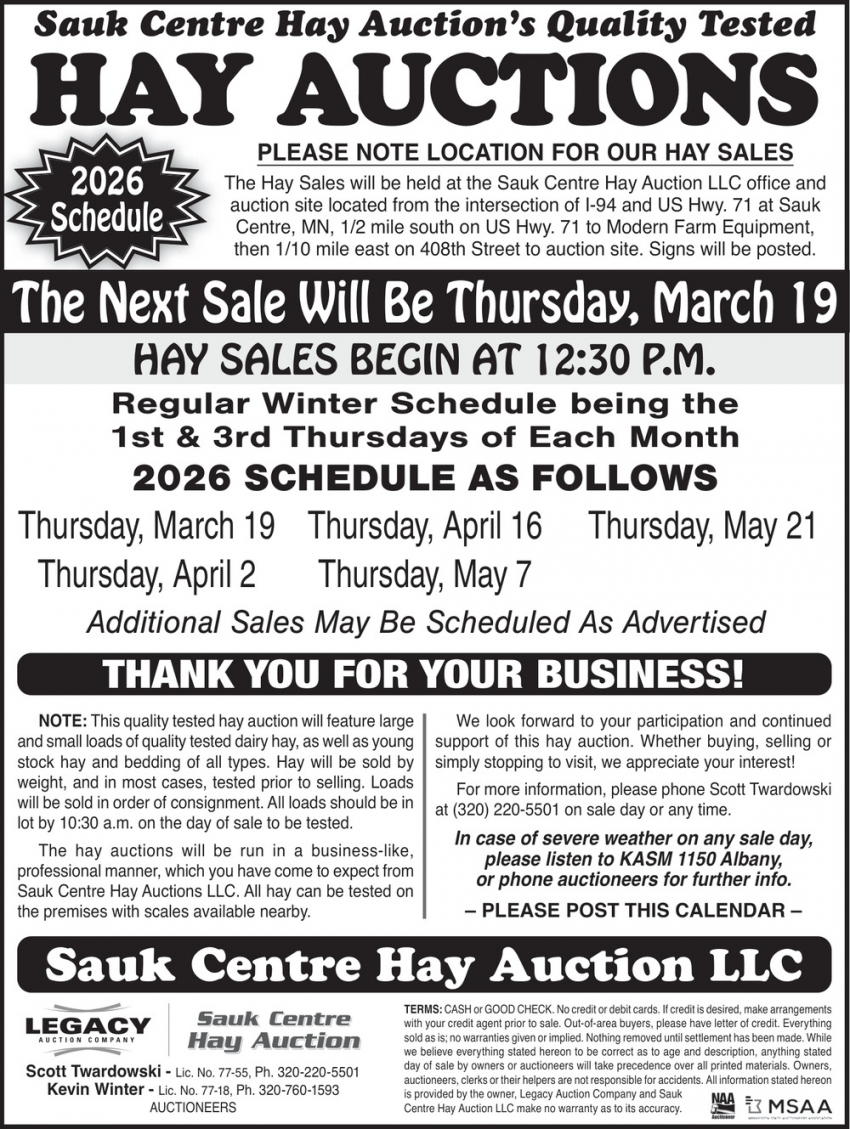 Sauk Centre Hay Auction
