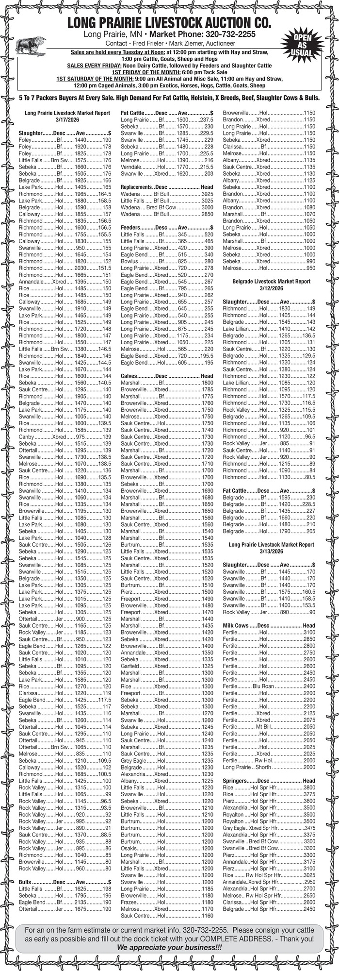 Long Prairie Livestock Auction Co