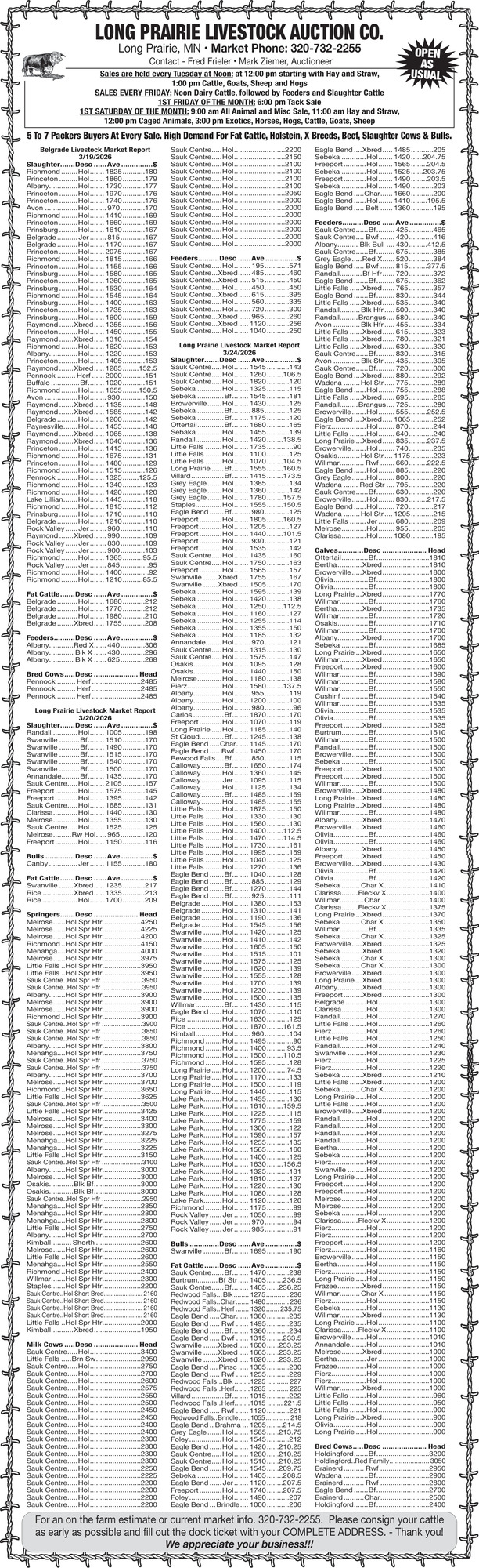 Long Prairie Livestock Auction Co.