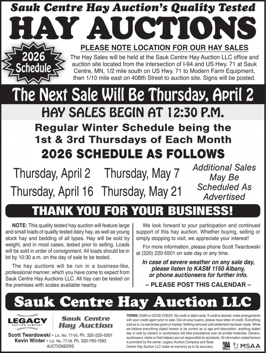 Sauk Centre Hay Auction
