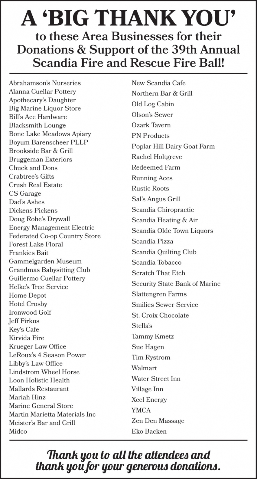 Scandia Fire and Rescue Fire Ball!