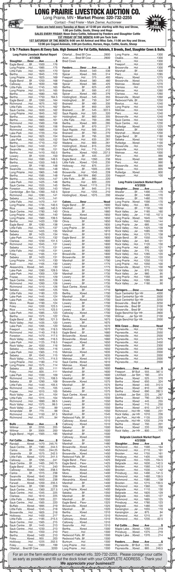 Long Prairie Livestock Auction Co.