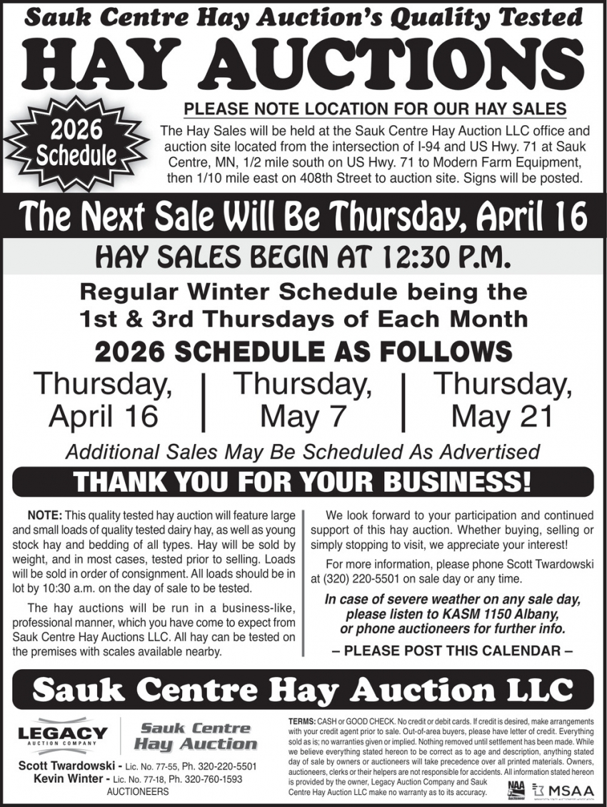 Sauk Centre Hay Auction