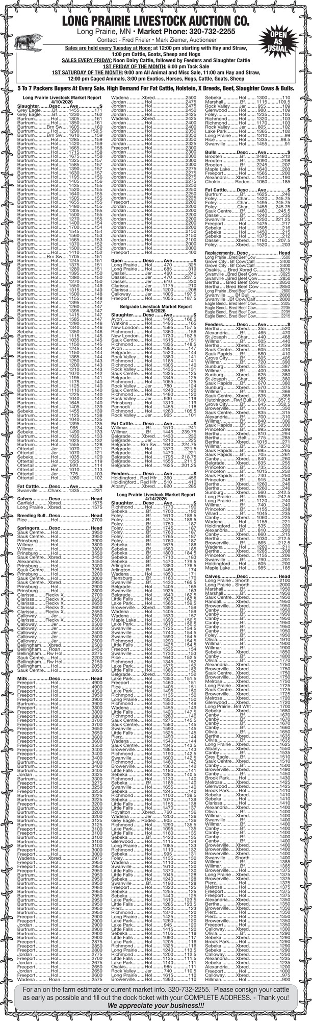 Long Prairie Livestock Auction Co.
