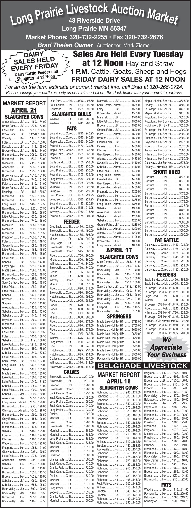 Long Prairie Livestock Auction Market 