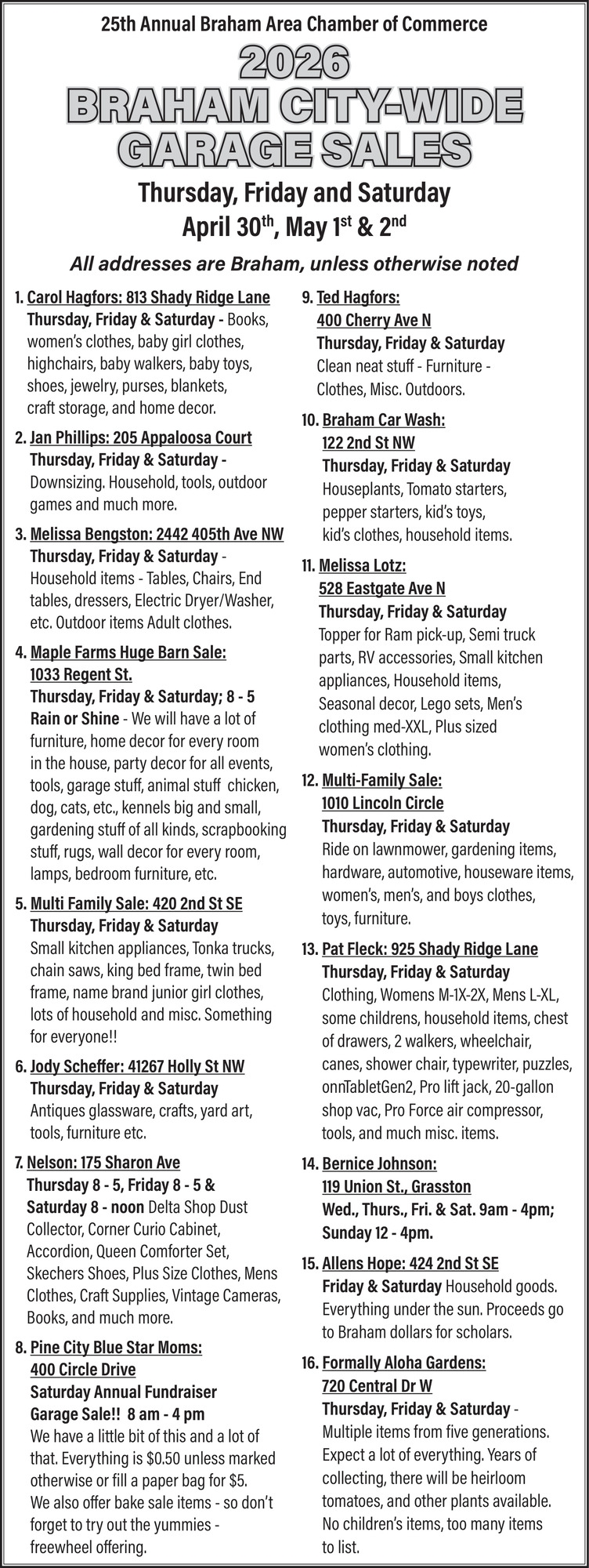 Braham Area Chamber