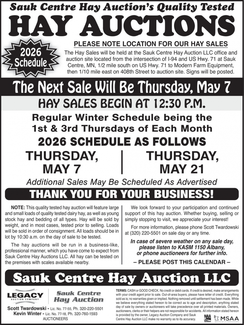 Sauk Centre Hay Auction