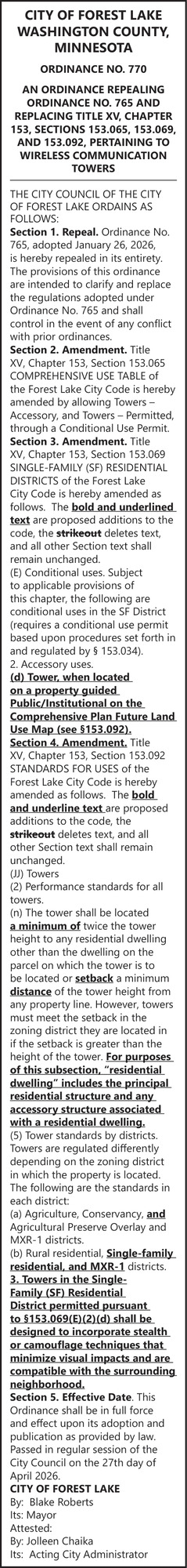 City Of Forest Lake