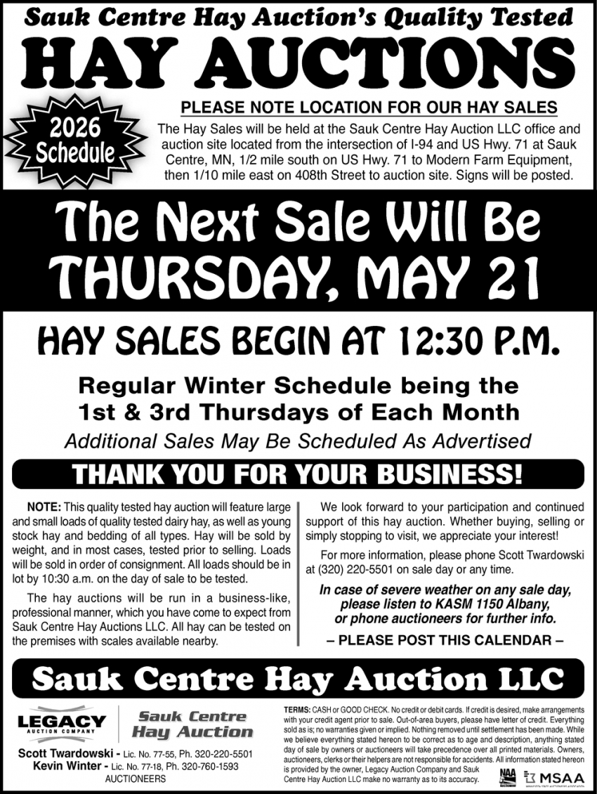 Sauk Centre Hay Auction