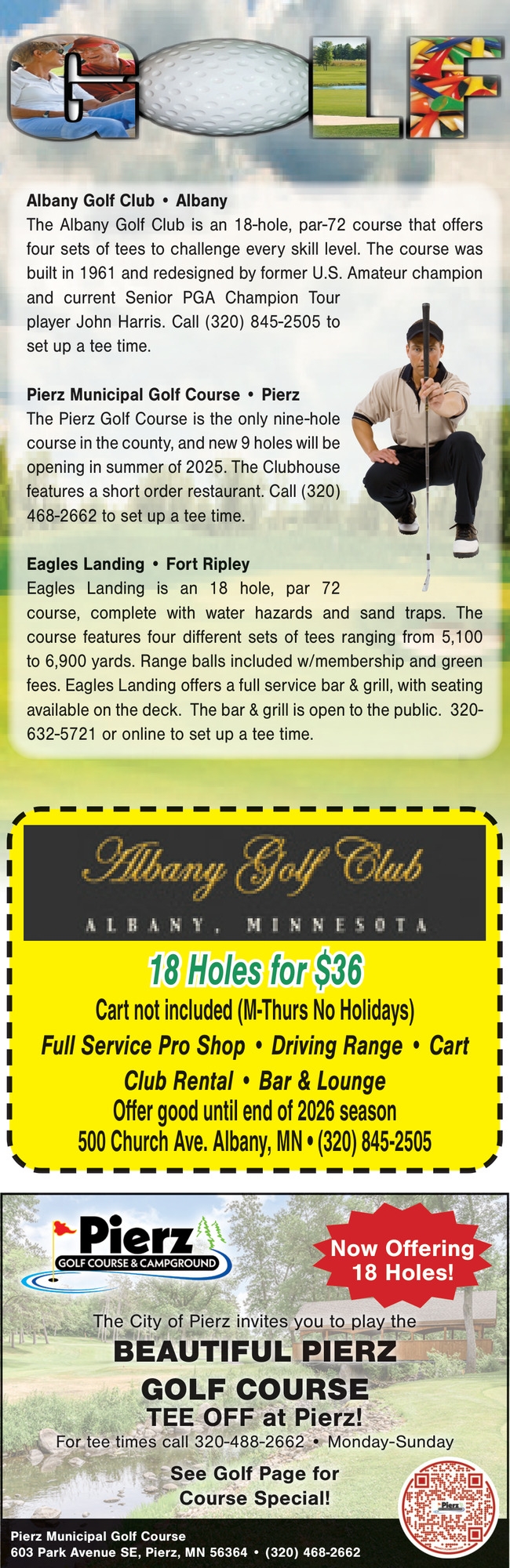 Albany Golf Club - Eagles' Landing - Pierz Golf Course & Campground