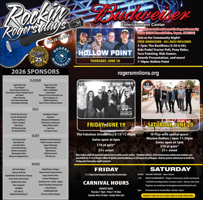 Rockin Rogers Days - Budweiser Entertainment Center