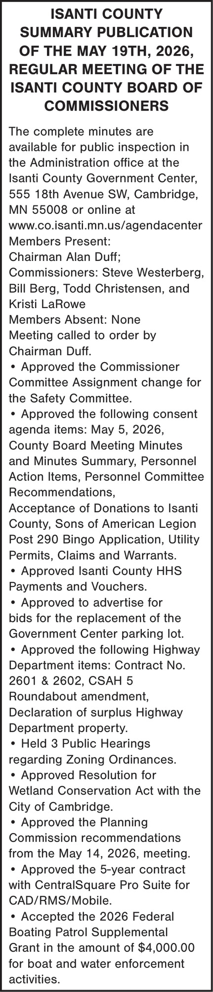 Isanti County Board of Commissioners