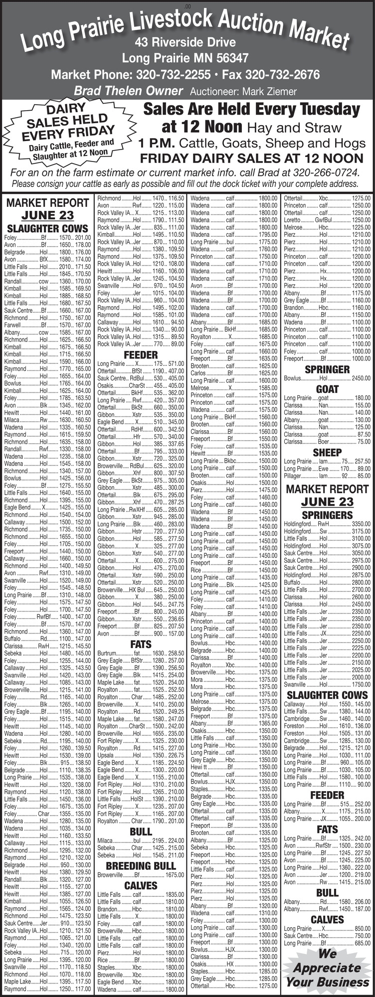 Long Prairie Livestock Auction Market 