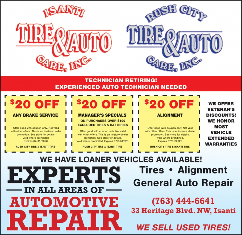 Isanti Tire And Auto Care, Inc