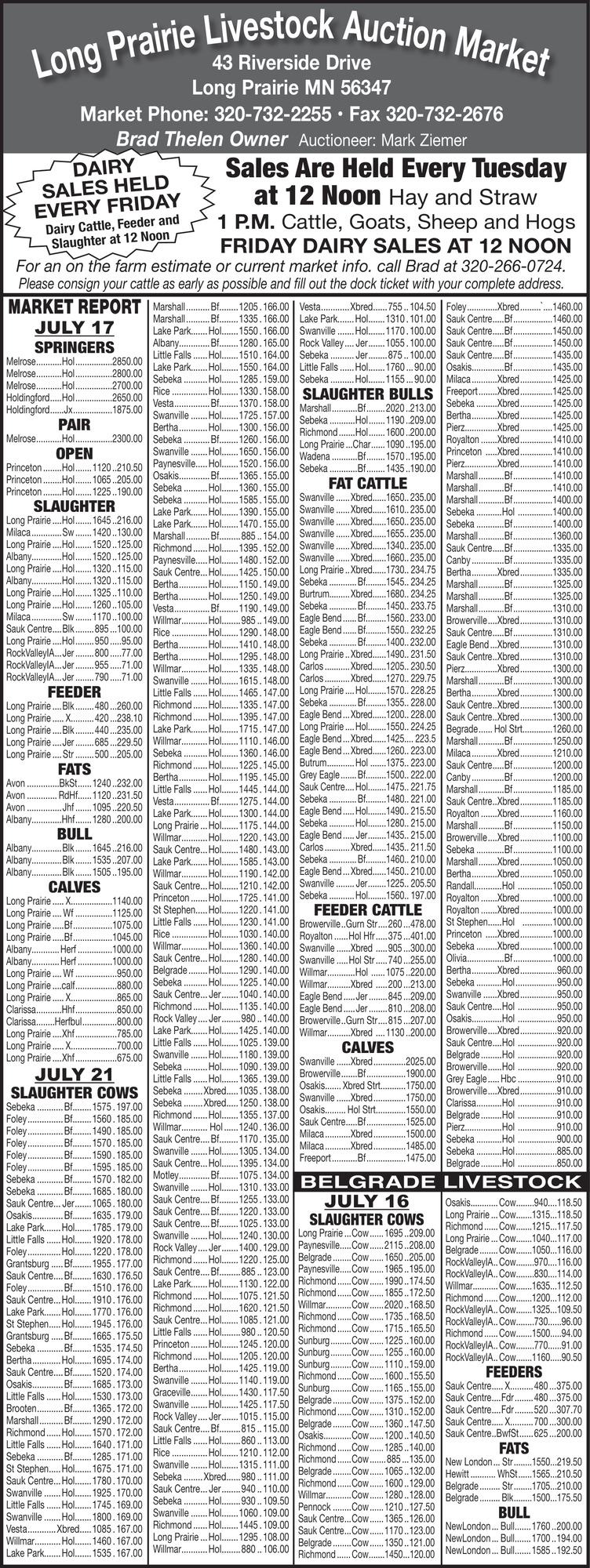 Long Prairie Livestock Auction Market 