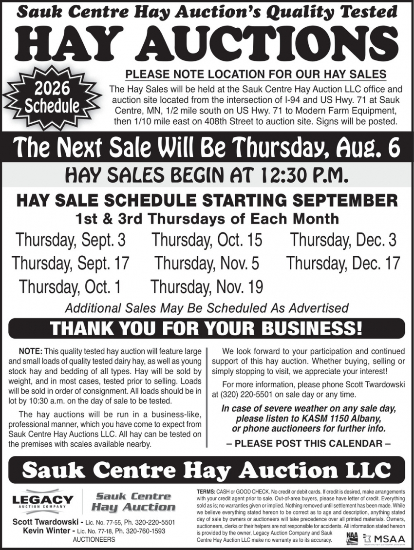 Sauk Centre Hay Auction