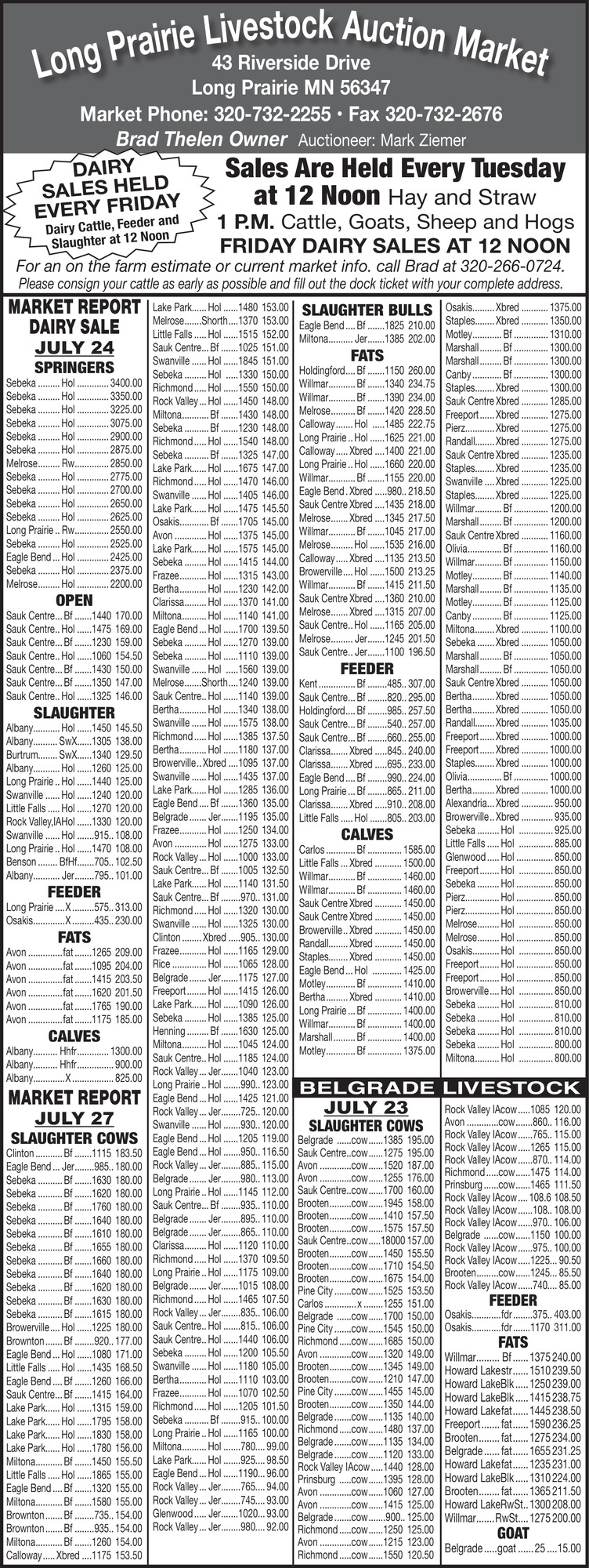 Long Prairie Livestock Auction Market 