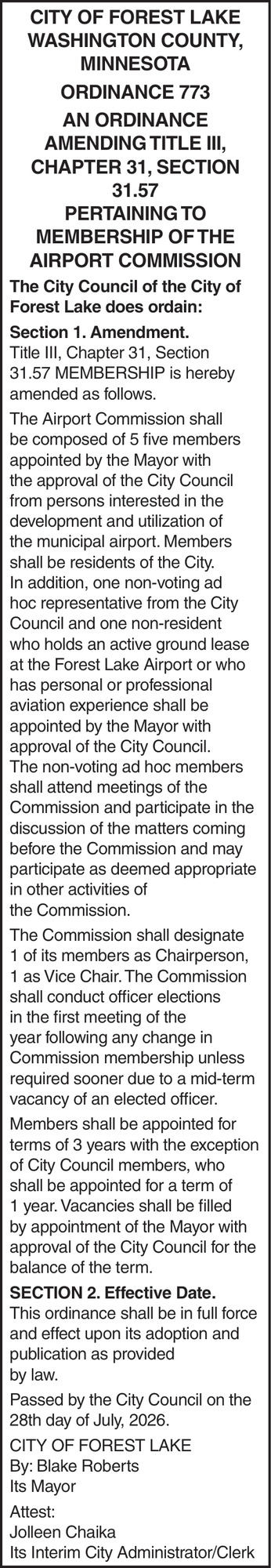 City Of Forest Lake