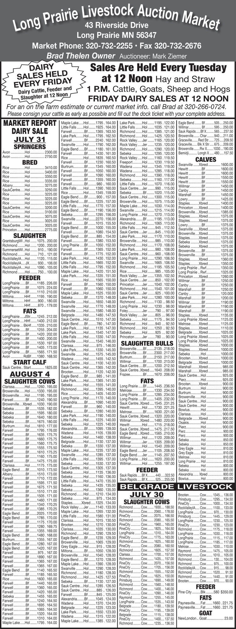 Long Prairie Livestock Auction Market 
