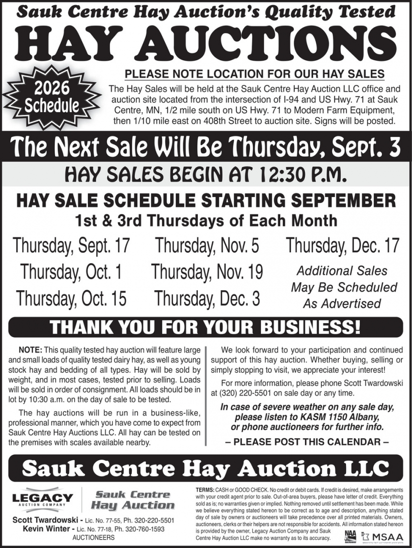 Sauk Centre Hay Auction