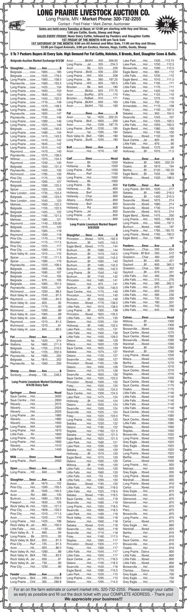 Long Prairie Livestock Auction Co.