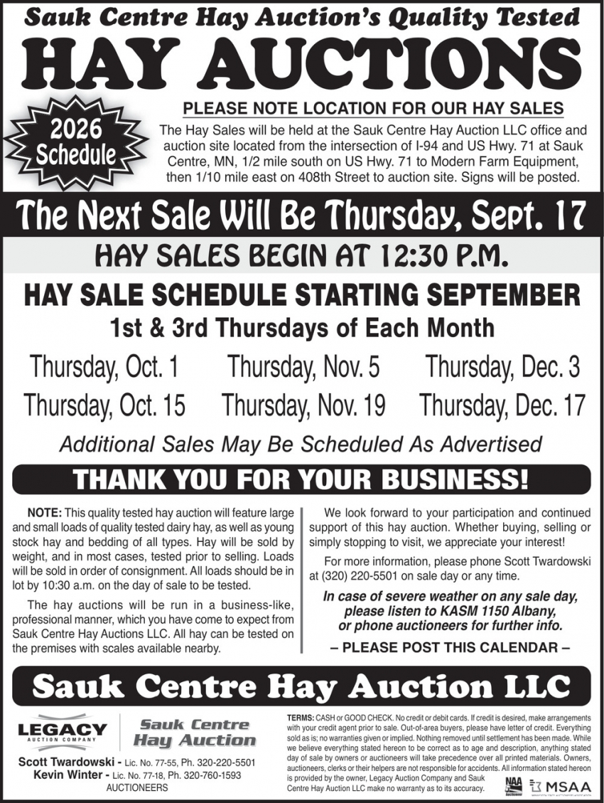 Sauk Centre Hay Auction